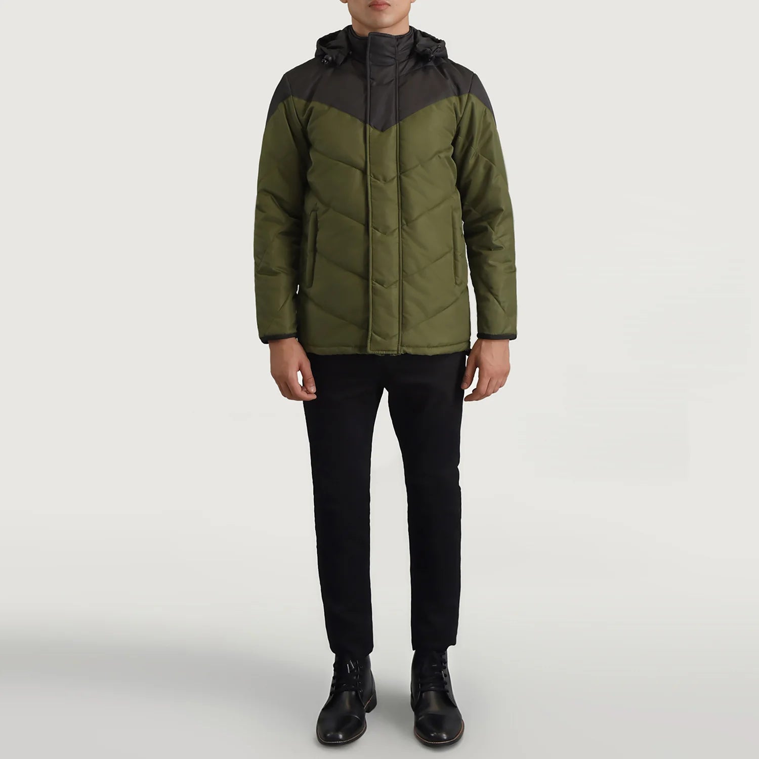 Luka Black & Green Hooded Puffer Jacket by Dash Racegear - men Jacket view 3