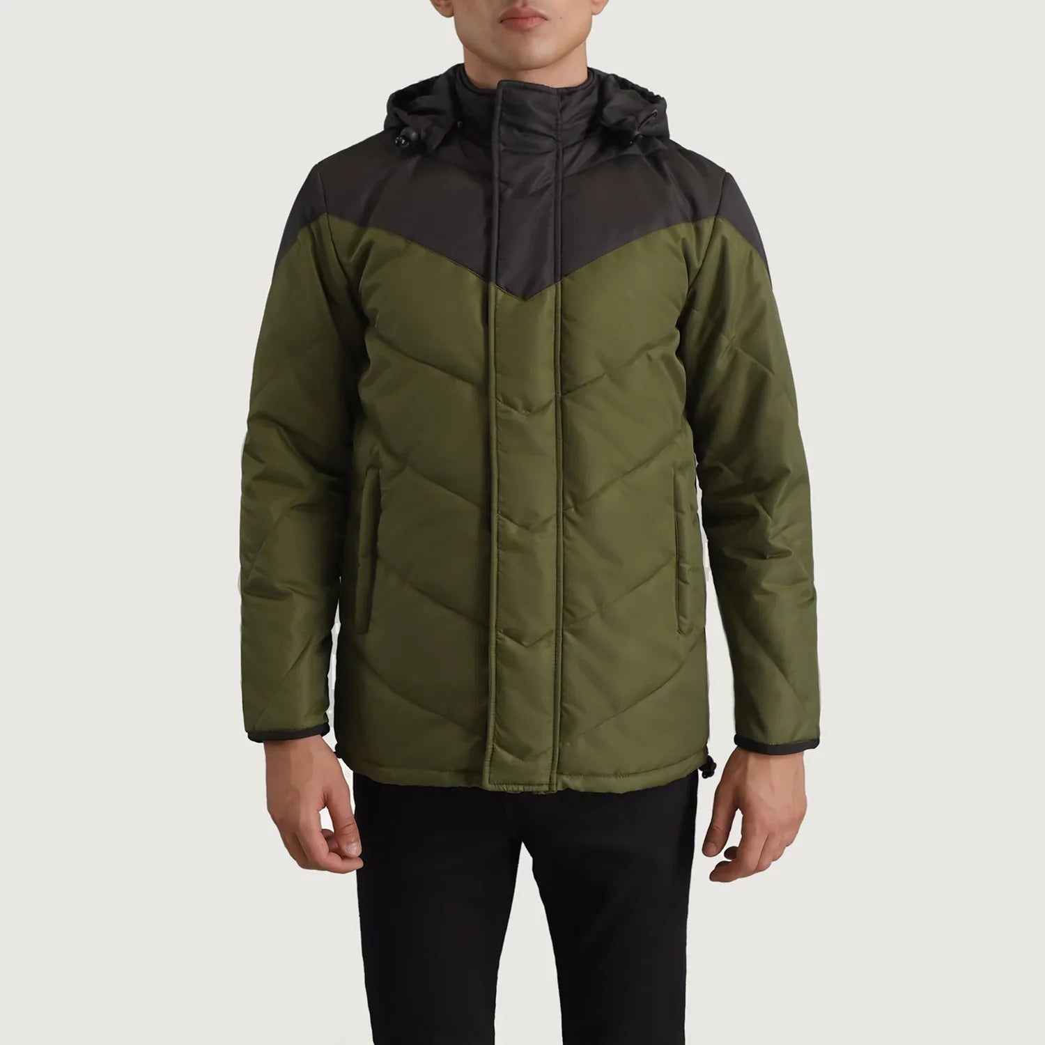 Luka Black & Green Hooded Puffer Jacket by Dash Racegear - men Jacket view 4