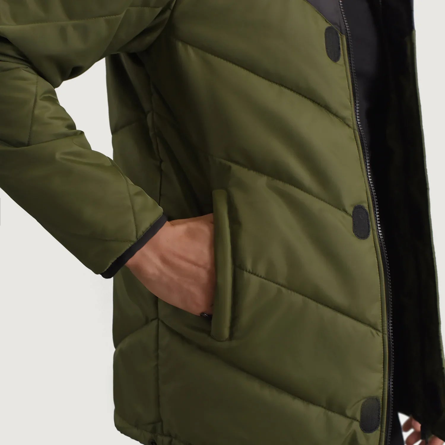 Luka Black & Green Hooded Puffer Jacket by Dash Racegear - men Jacket view 6