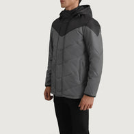 Luka Black & Grey Hooded Puffer Jacket by Dash Racegear - men Jacket view 2