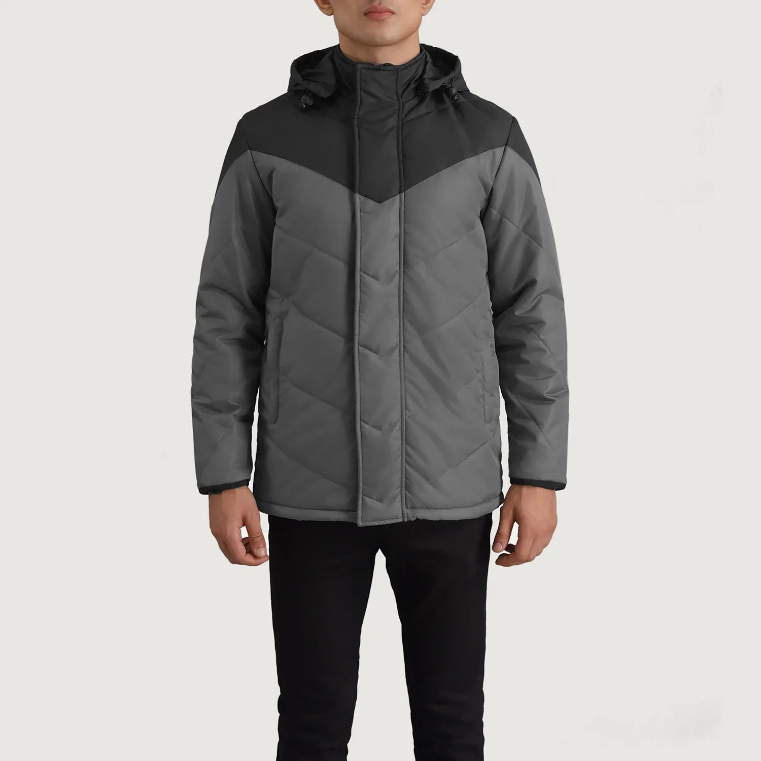 Luka Black & Grey Hooded Puffer Jacket by Dash Racegear - men Jacket view 4