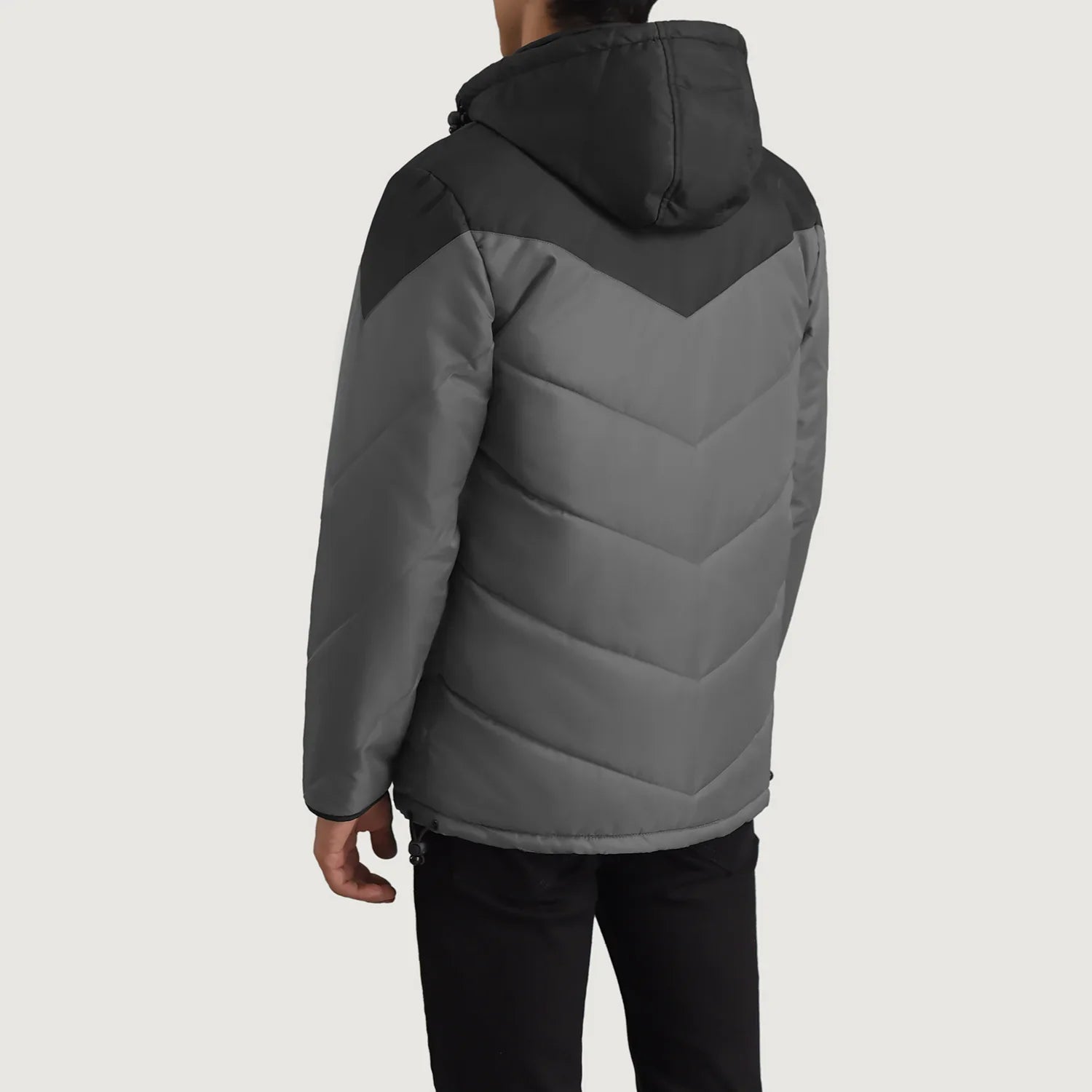 Luka Black & Grey Hooded Puffer Jacket by Dash Racegear - men Jacket view 5