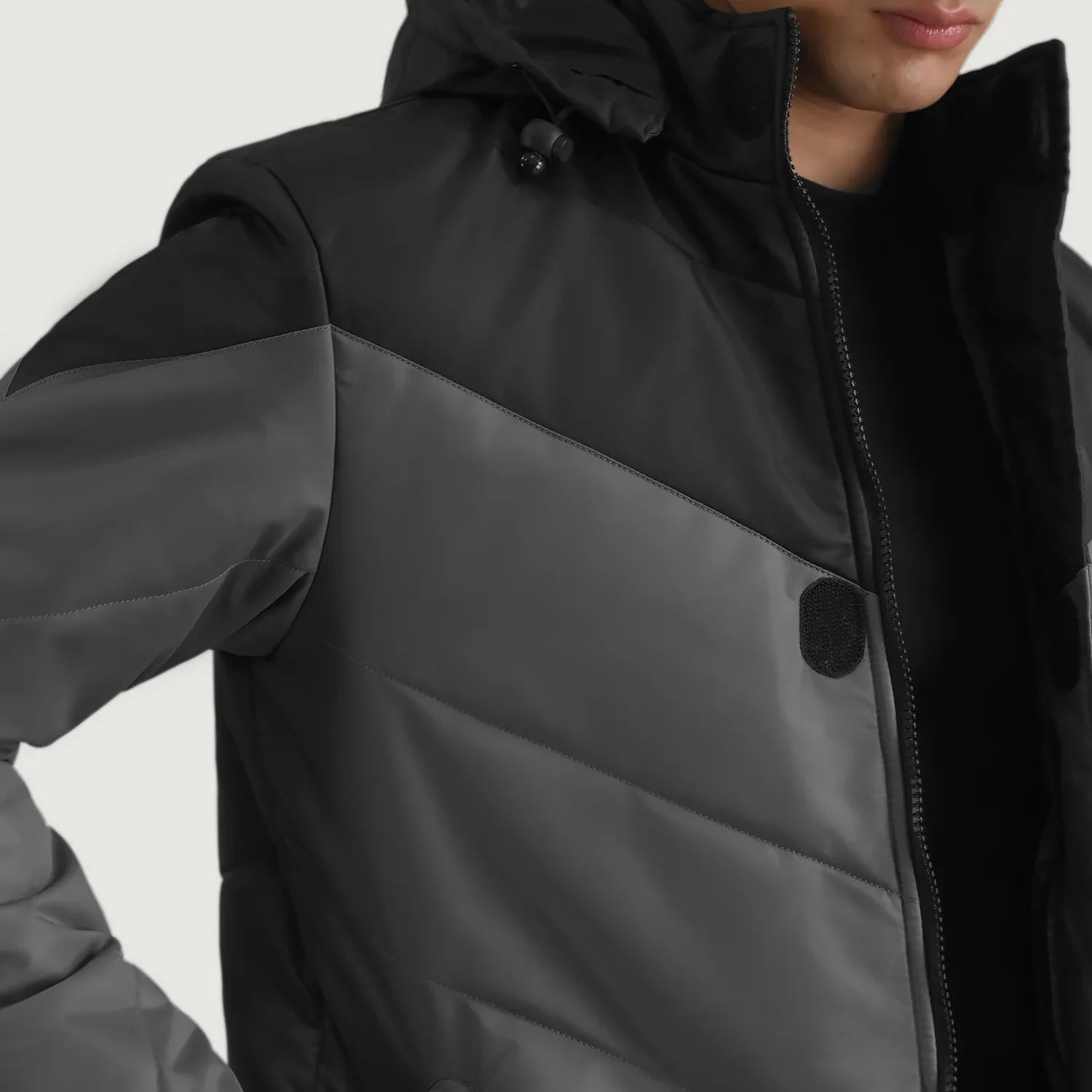 Luka Black & Grey Hooded Puffer Jacket by Dash Racegear - men Jacket view 6