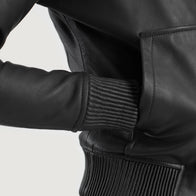 Luna Black Hooded Leather Bomber Jacket by Dash Racegear - women Jacket view 6