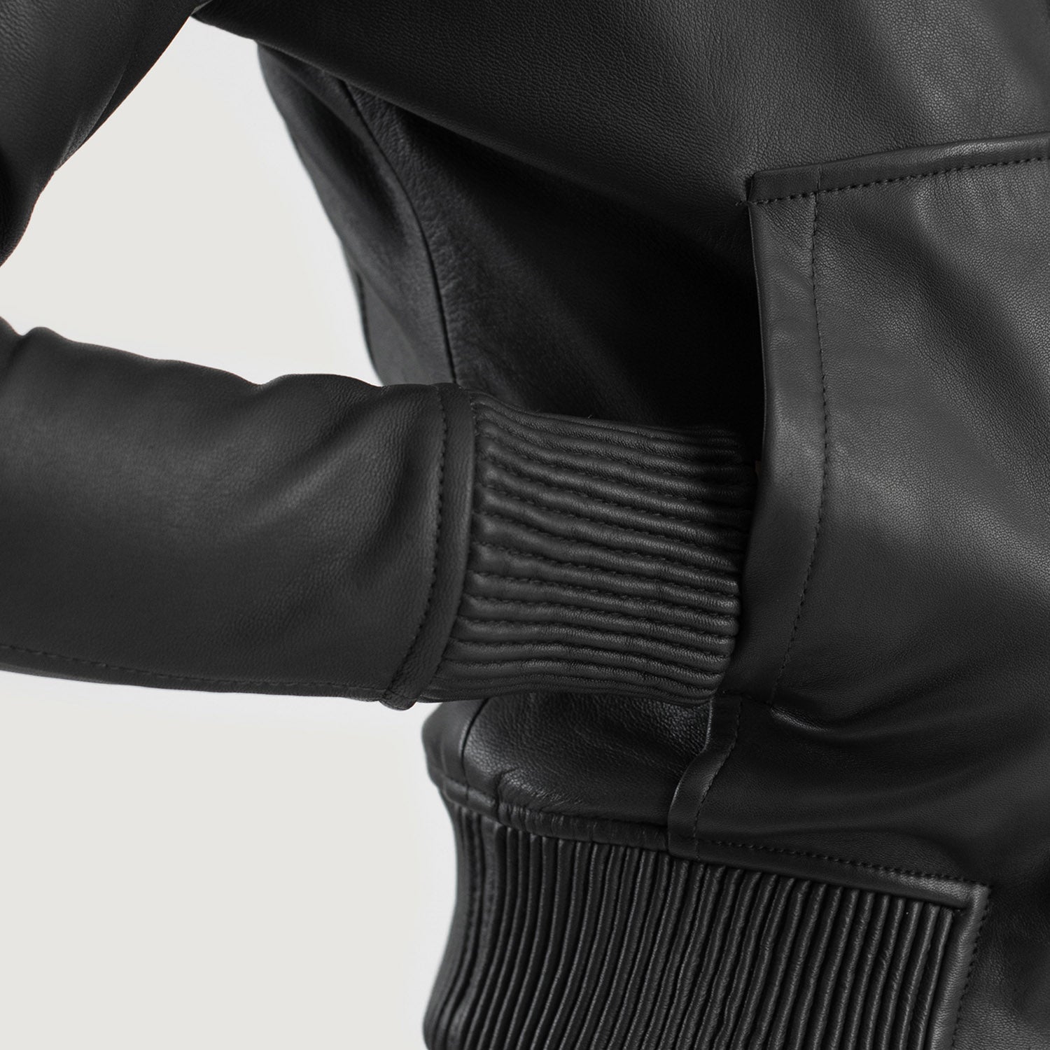 Luna Black Hooded Leather Bomber Jacket by Dash Racegear - women Jacket view 6