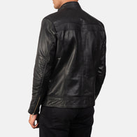 Mack Black Leather Biker Jacket by Dash Racegear - men Jacket view 5