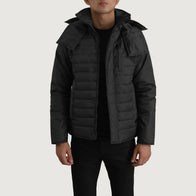Malcolm Black Hooded Puffer Jacket by Dash Racegear - men Jacket view 1