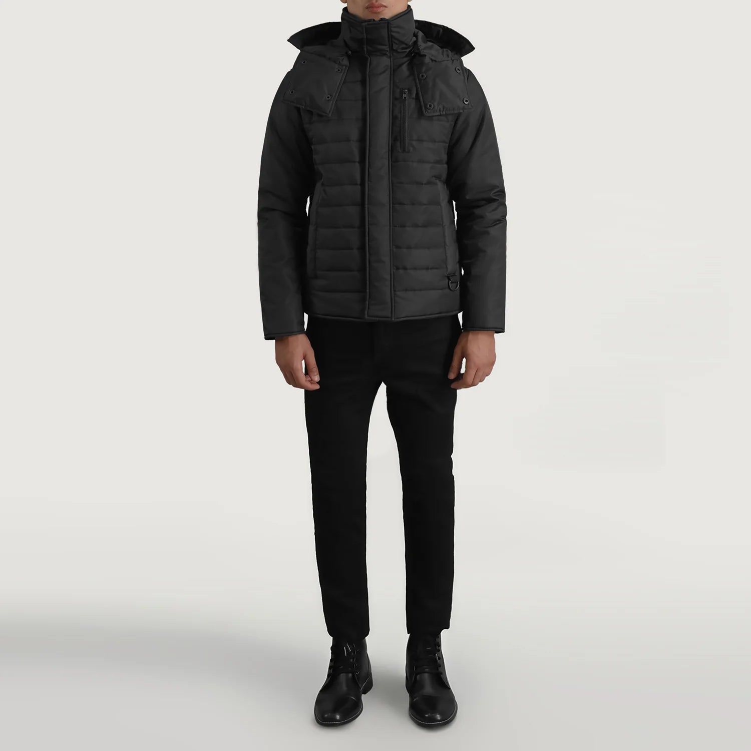 Malcolm Black Hooded Puffer Jacket by Dash Racegear - men Jacket view 3