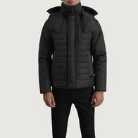 Malcolm Black Hooded Puffer Jacket by Dash Racegear - men Jacket view 4