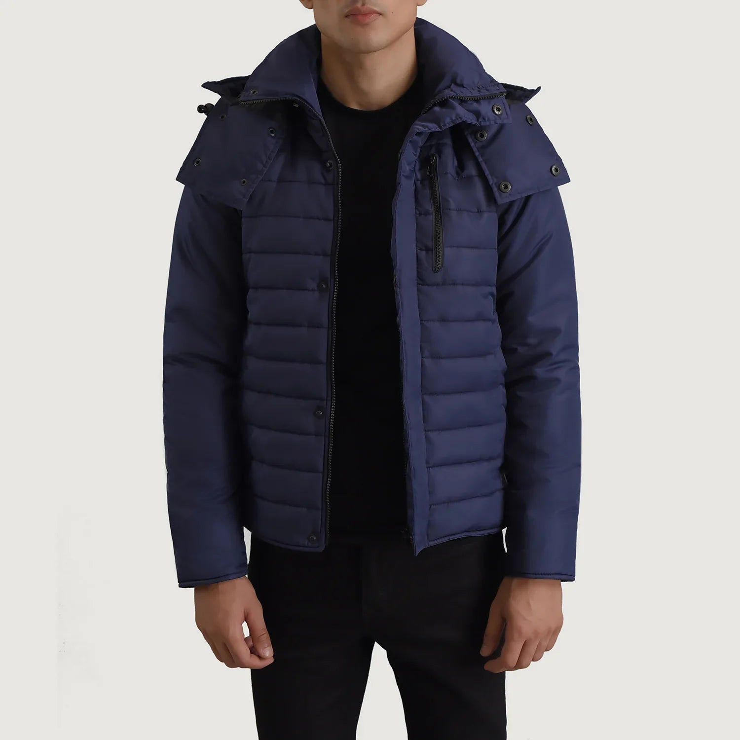 Malcolm Blue Hooded Puffer Jacket by Dash Racegear - men Jacket view 1