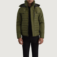 Malcolm Green Hooded Puffer Jacket by Dash Racegear - men Jacket view 1