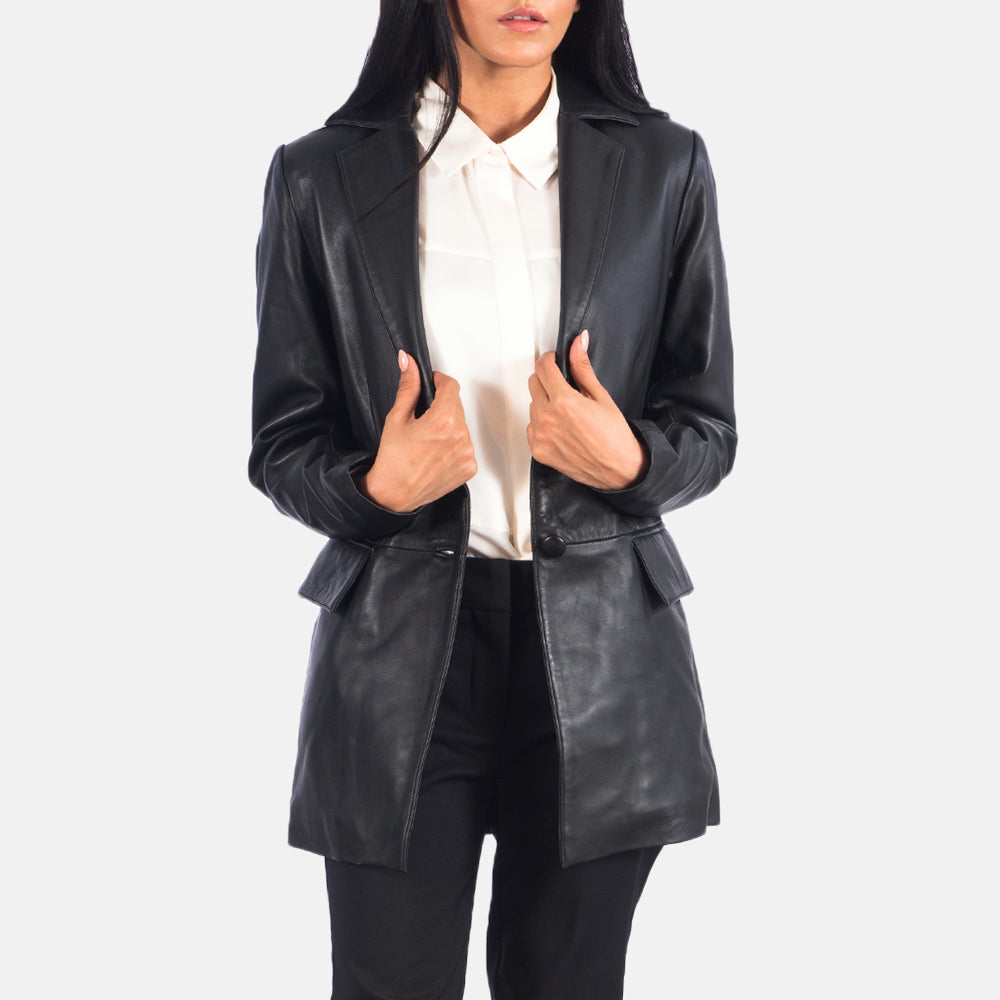 Marilyn Black Leather Blazer by Dash Racegear - women Jacket view 1