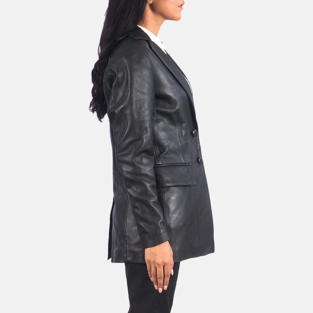 Marilyn Black Leather Blazer by Dash Racegear - women Jacket view 2