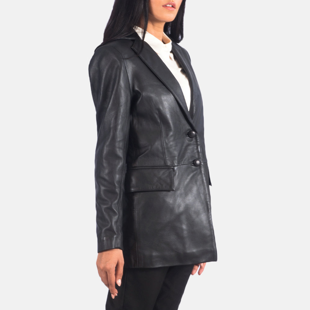 Marilyn Black Leather Blazer by Dash Racegear - women Jacket view 5