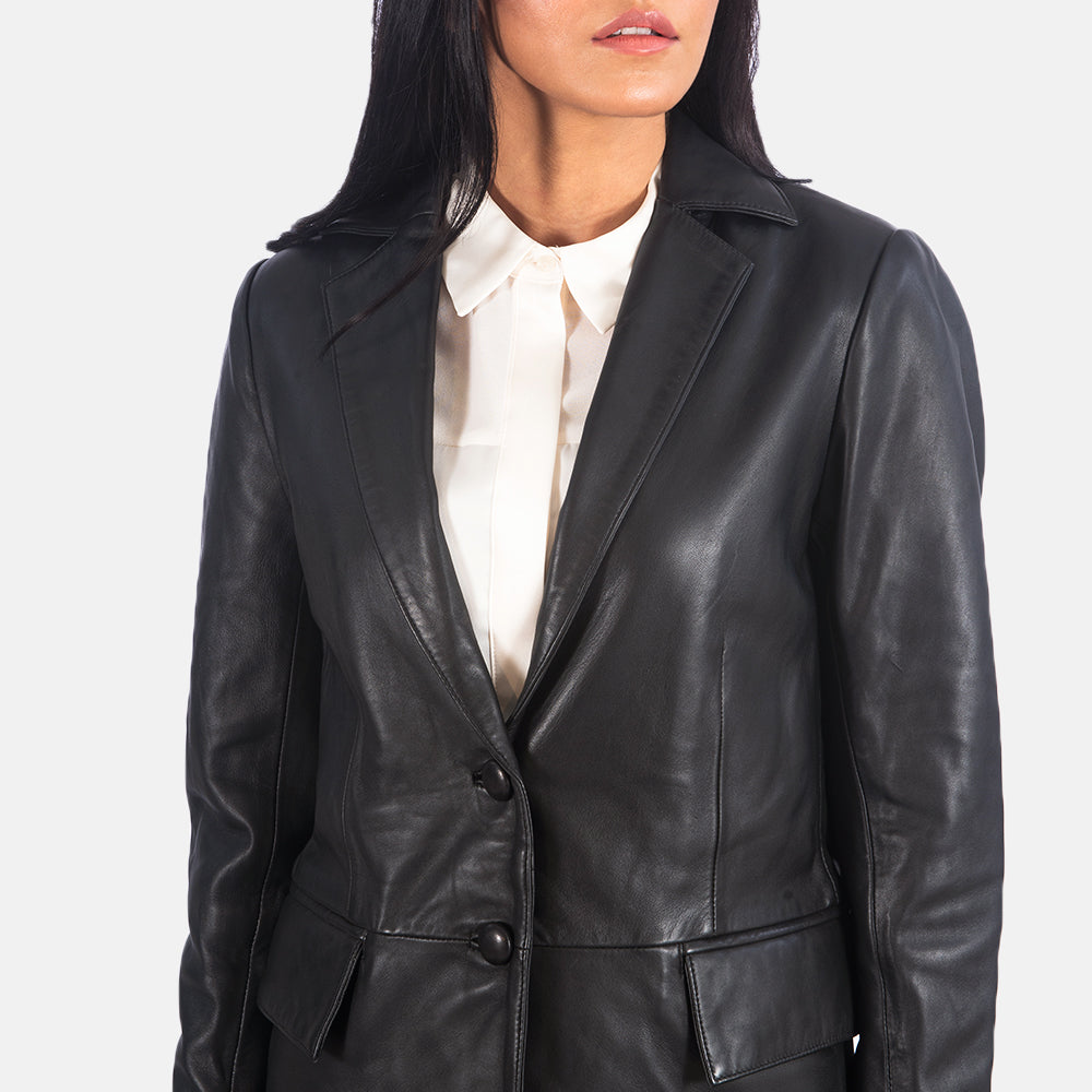 Marilyn Black Leather Blazer by Dash Racegear - women Jacket view 6