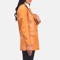 Marilyn Tan Brown Leather Blazer by Dash Racegear - women Jacket view 4