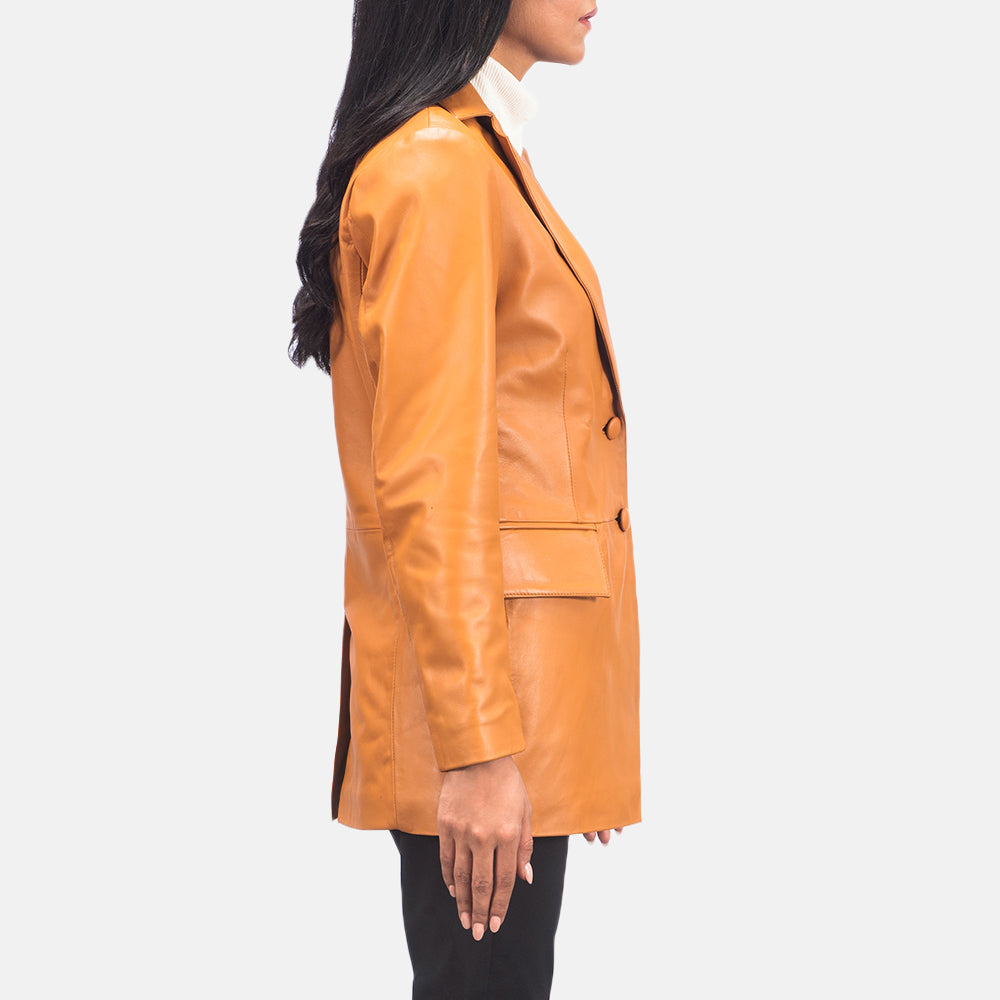 Marilyn Tan Brown Leather Blazer by Dash Racegear - women Jacket view 5