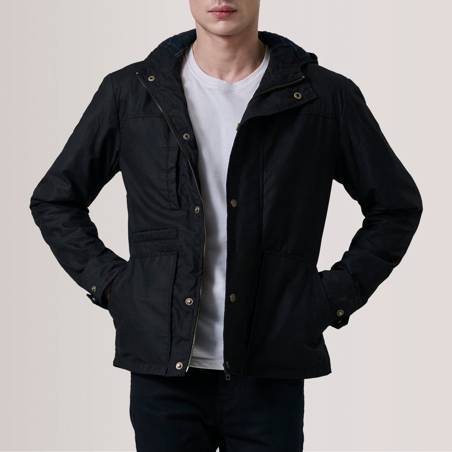 Marlo Black Canvas Hooded Work Jacket by Dash Racegear - men Jacket view 1