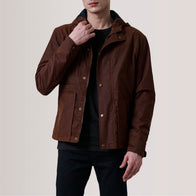 Marlo Brown Canvas Hooded Work Jacket by Dash Racegear - men Jacket view 1