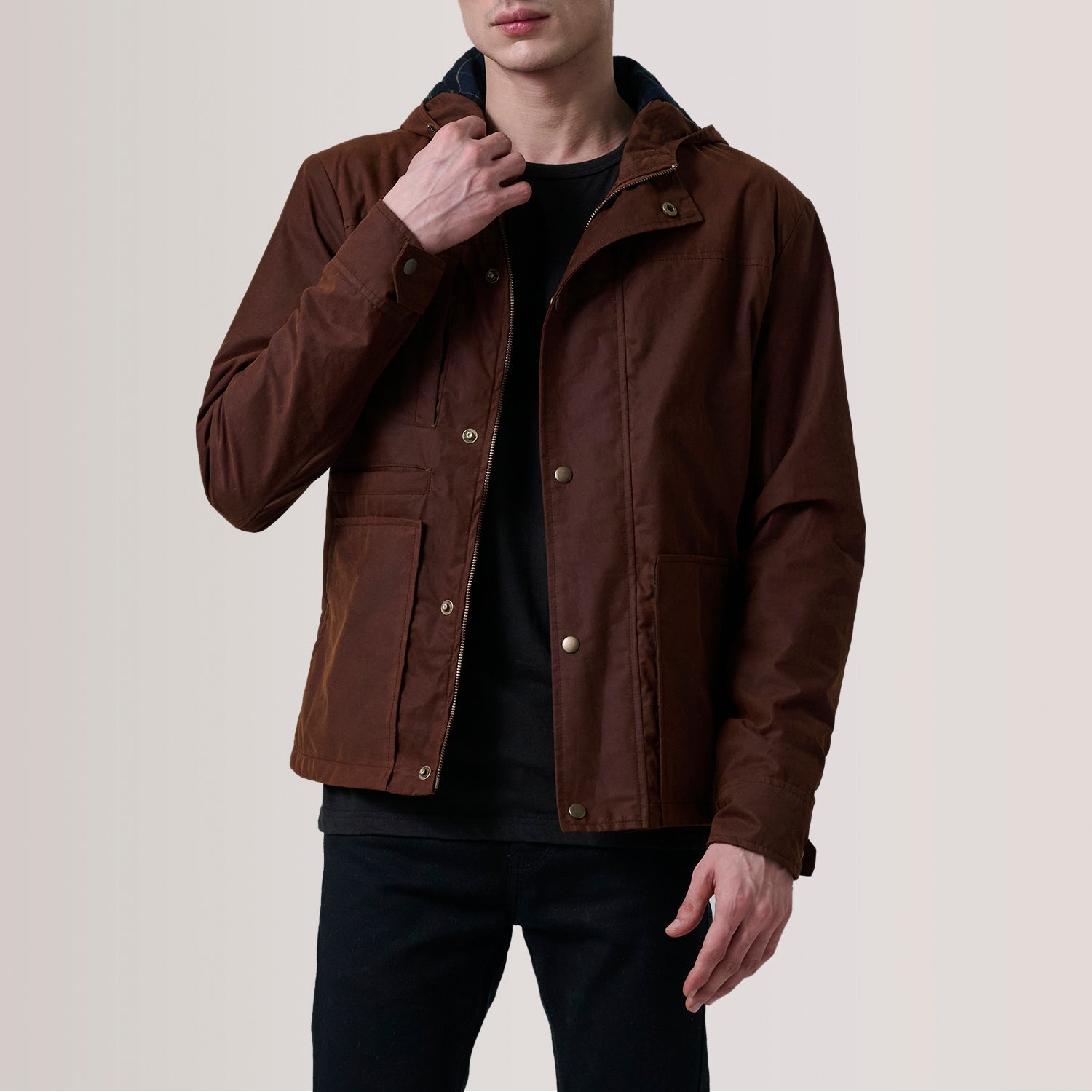 Marlo Brown Canvas Hooded Work Jacket by Dash Racegear - men Jacket view 1