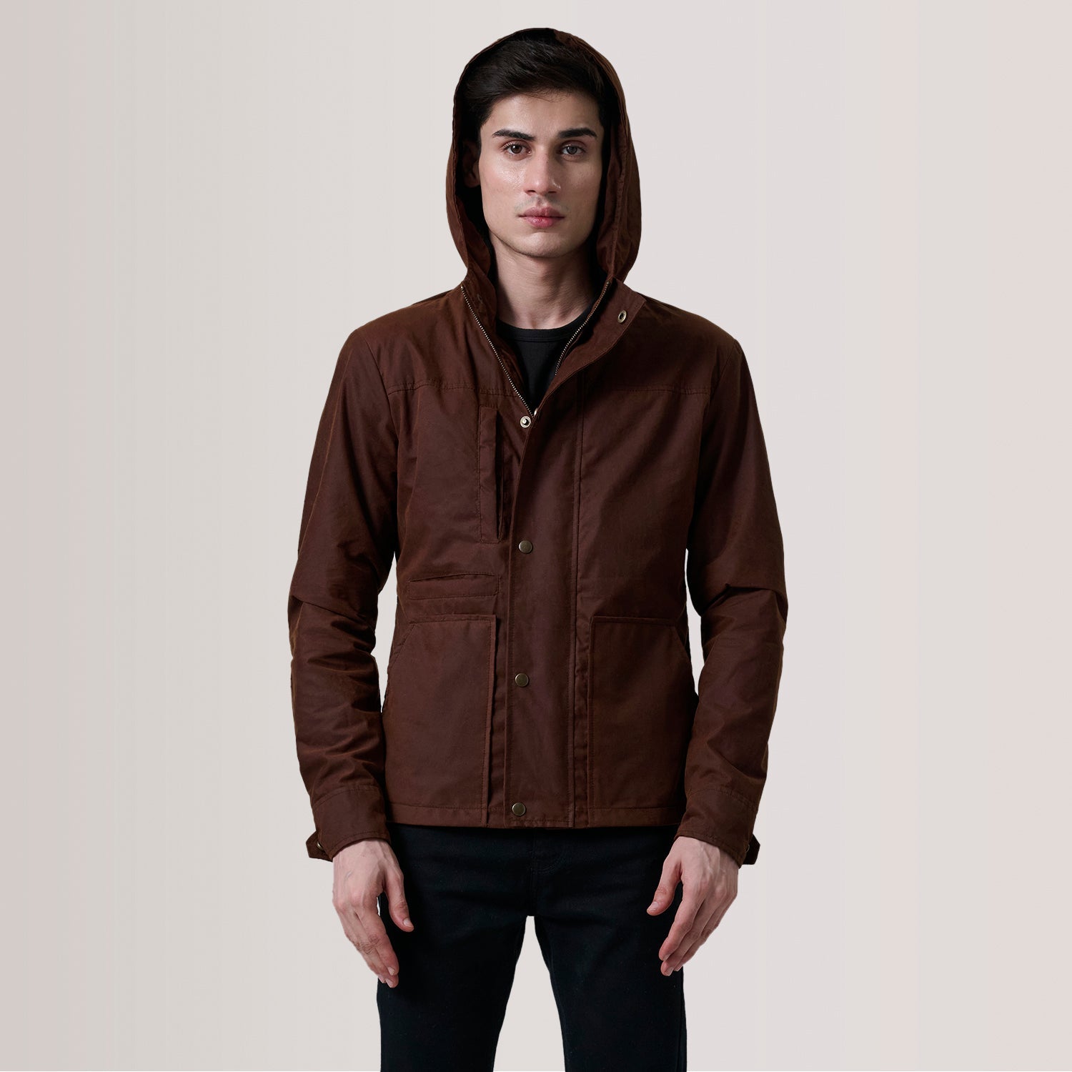 Marlo Brown Canvas Hooded Work Jacket by Dash Racegear - men Jacket view 5