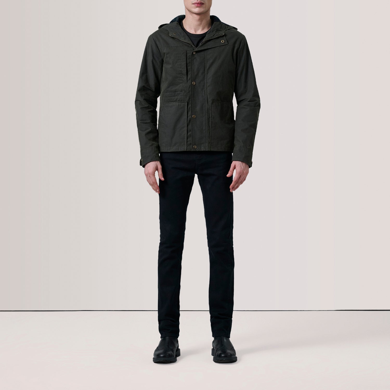 Marlo Olive Canvas Hooded Work Jacket by Dash Racegear - men Jacket view 2