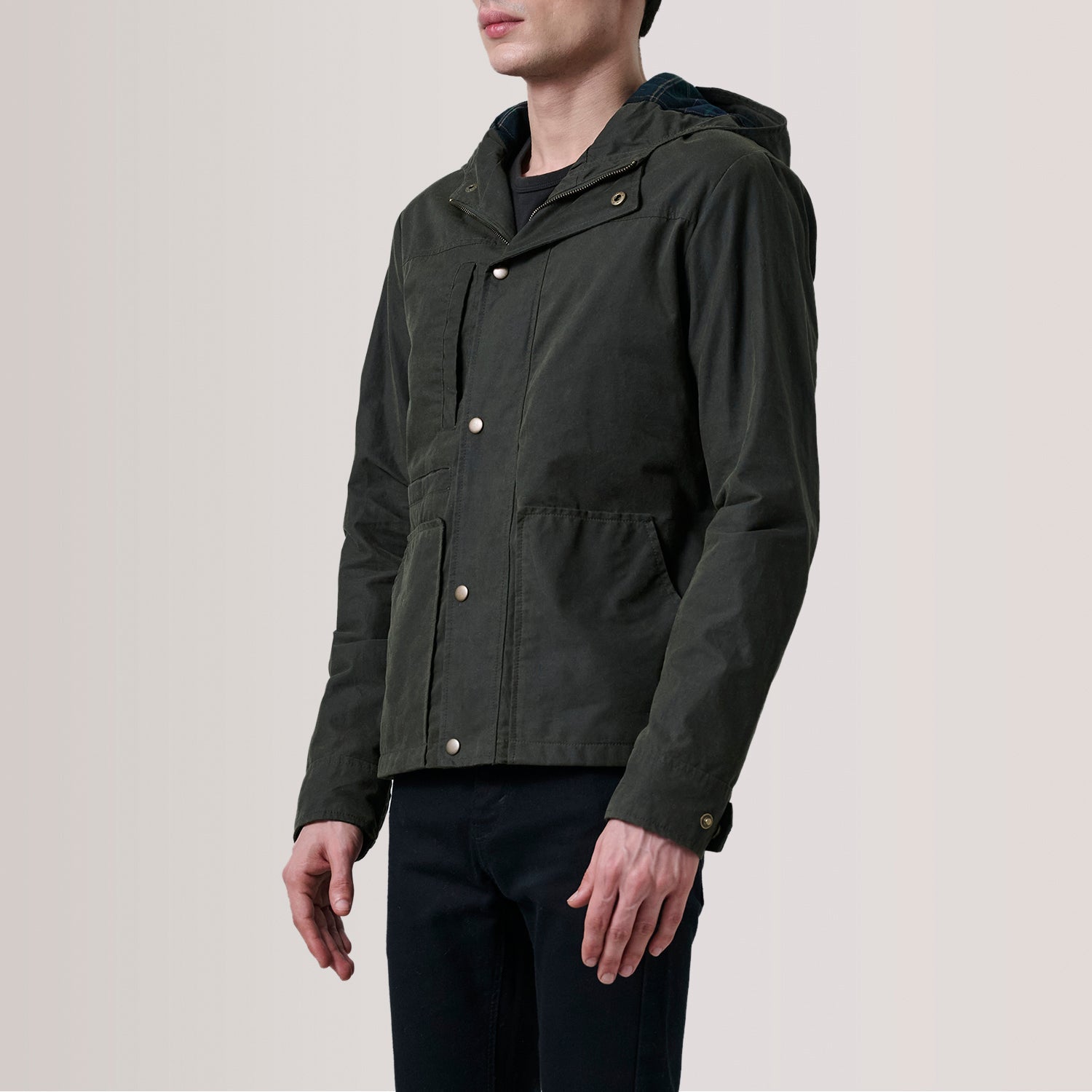 Marlo Olive Canvas Hooded Work Jacket by Dash Racegear - men Jacket view 3