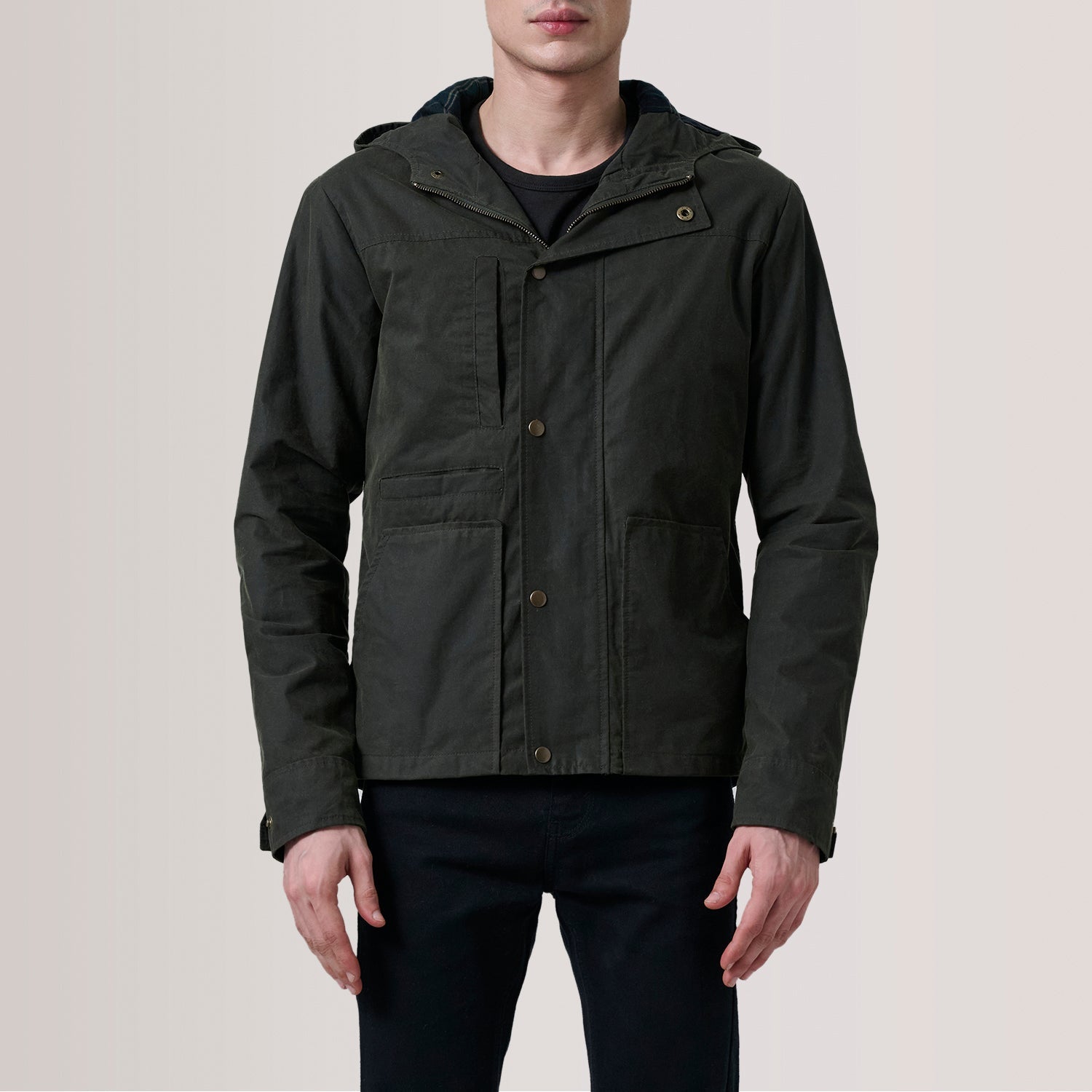 Marlo Olive Canvas Hooded Work Jacket by Dash Racegear - men Jacket view 5