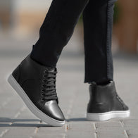 Marty High Top Black Leather Sneakers by Dash Racegear - men Leather Shoes view 7