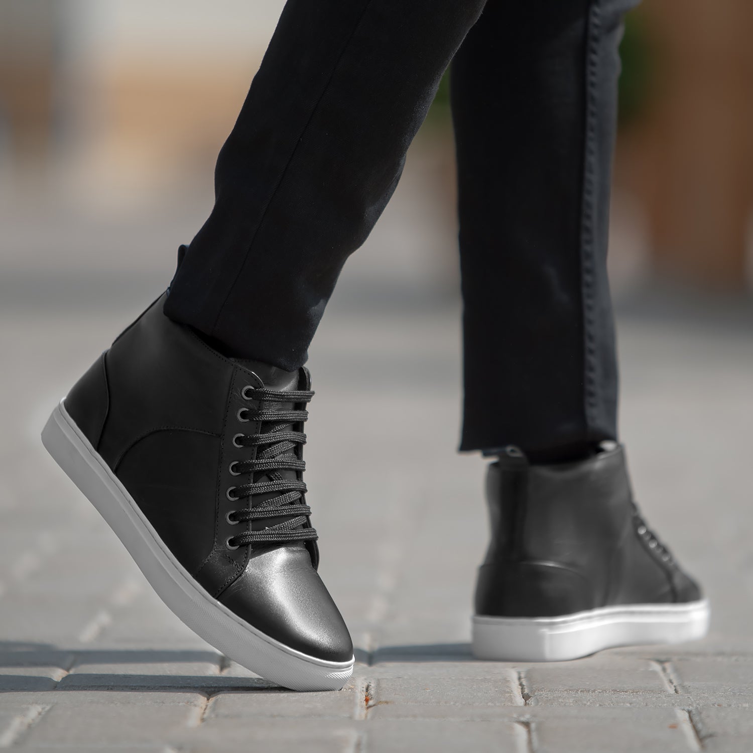 Marty High Top Black Leather Sneakers by Dash Racegear - men Leather Shoes view 7