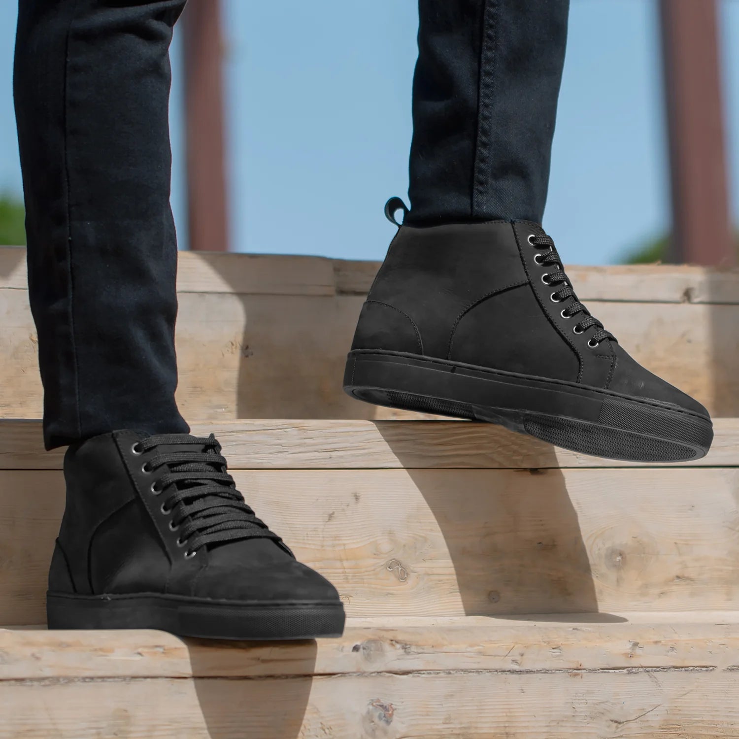 Marty High Top Black Nubuck Sneakers by Dash Racegear - men Leather Shoes view 3