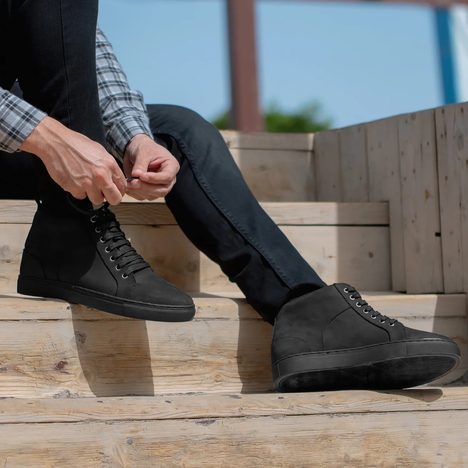 Marty High Top Black Nubuck Sneakers by Dash Racegear - men Leather Shoes view 5