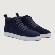 Marty High Top Blue Suede Leather Sneakers by Dash Racegear - men Leather Shoes view 1