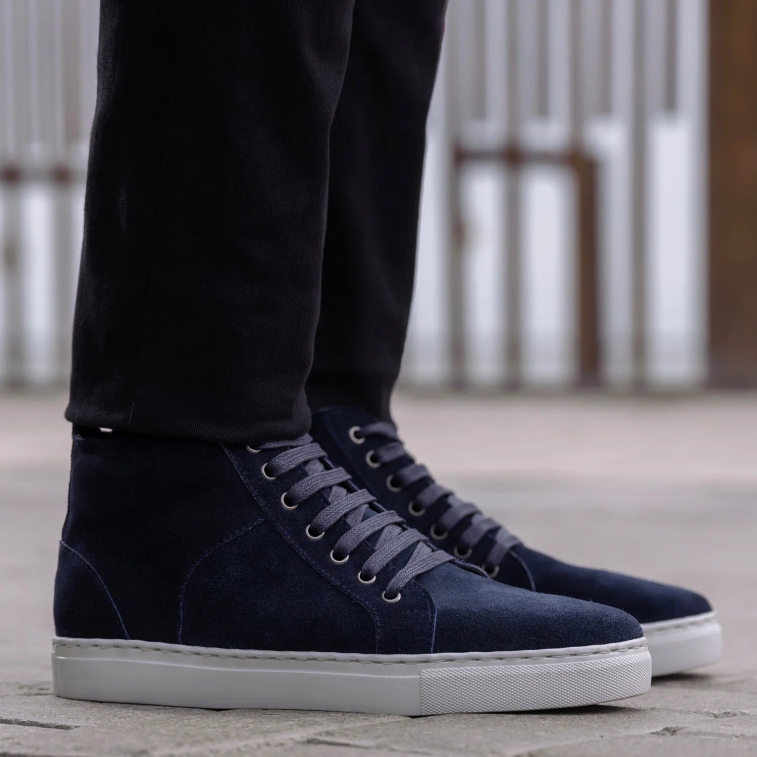 Marty High Top Blue Suede Leather Sneakers by Dash Racegear - men Leather Shoes view 7