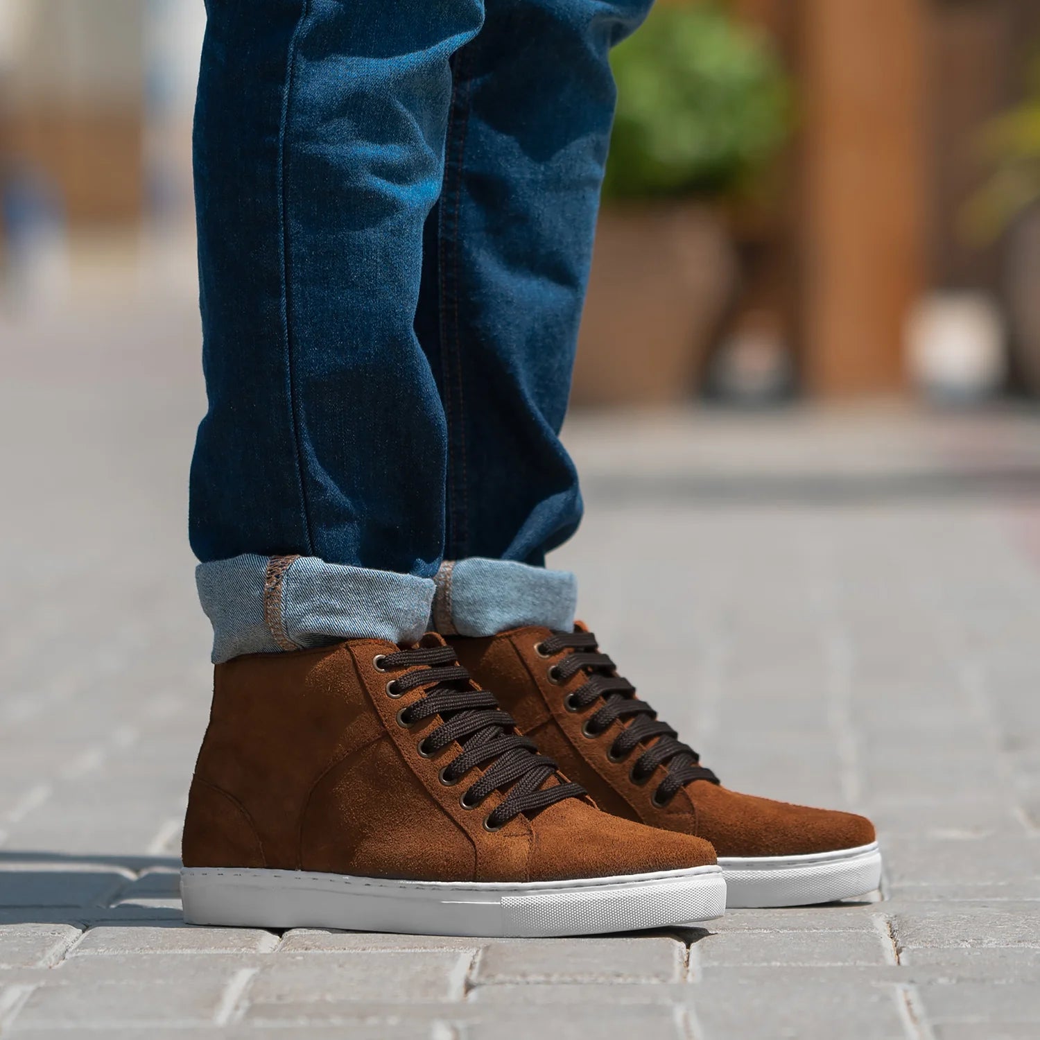 Marty High Top Brown Suede Sneakers by Dash Racegear - men Leather Shoes view 1