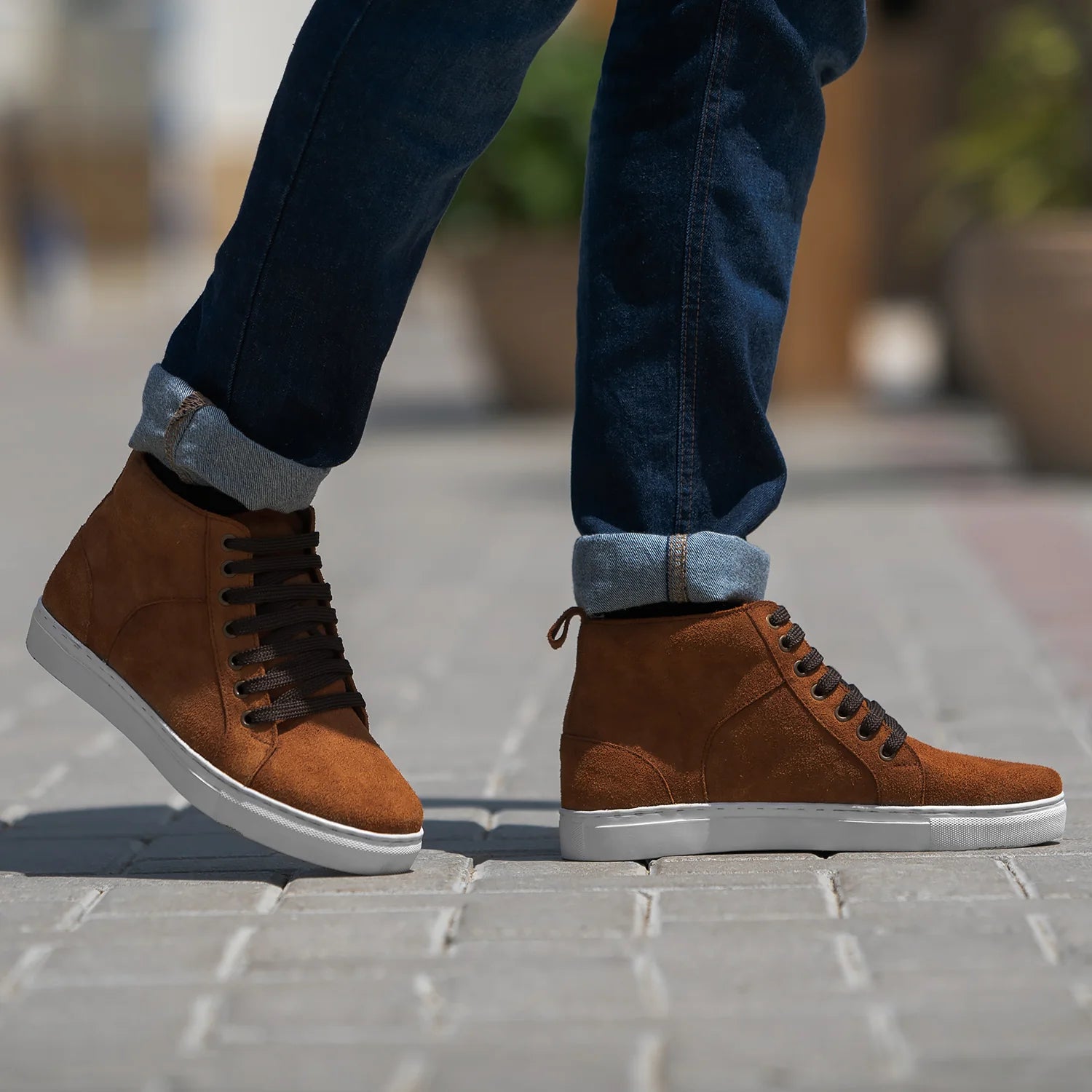 Marty High Top Brown Suede Sneakers by Dash Racegear - men Leather Shoes view 2