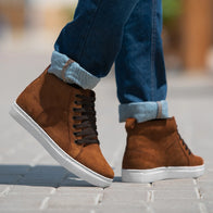 Marty High Top Brown Suede Sneakers by Dash Racegear - men Leather Shoes view 3