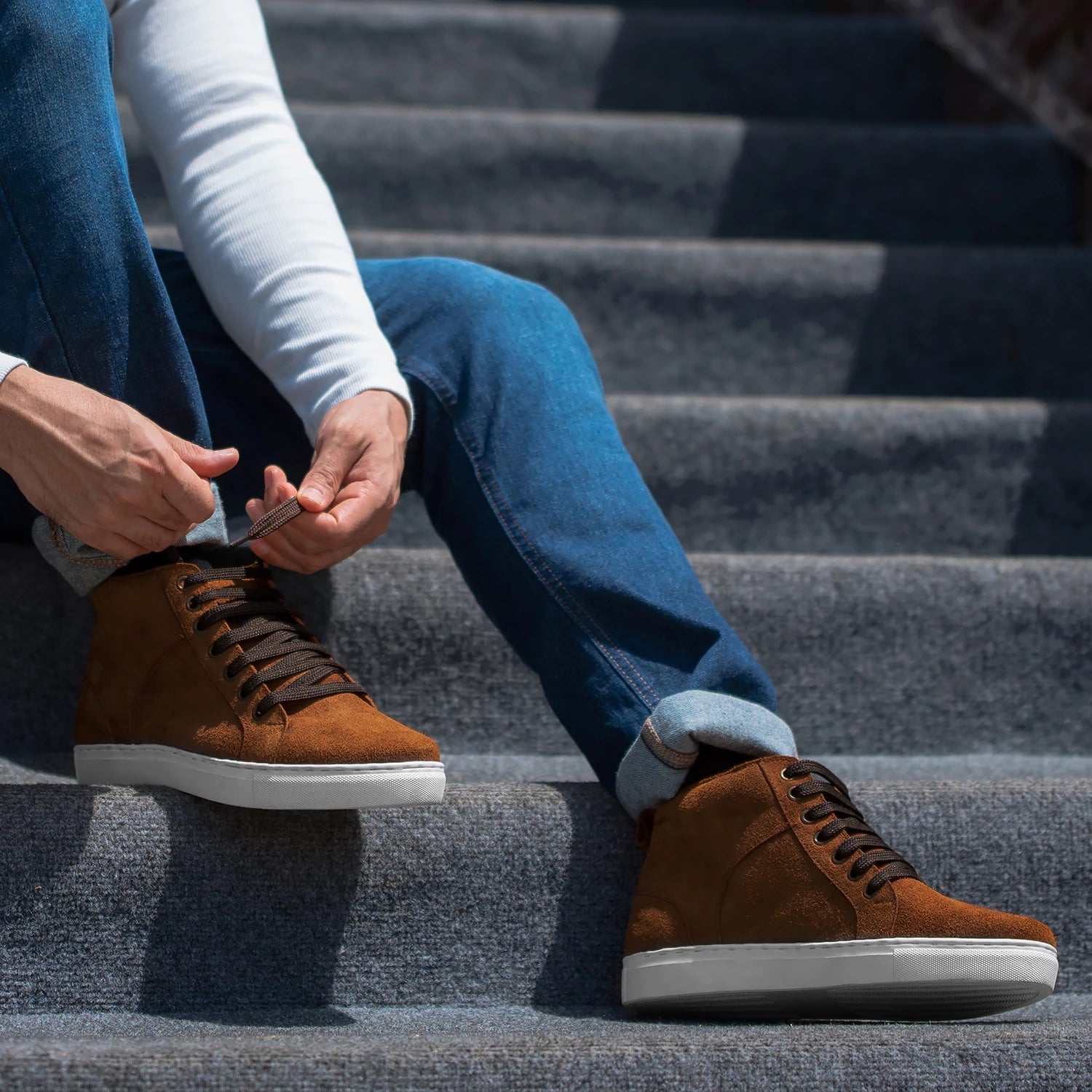 Marty High Top Brown Suede Sneakers by Dash Racegear - men Leather Shoes view 5