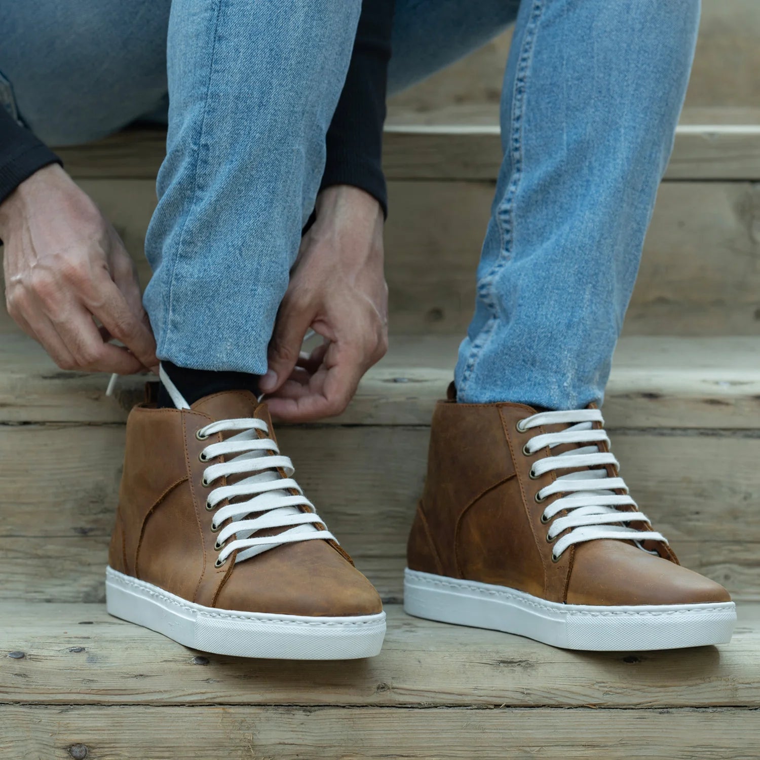 Marty High Top Burnt Copper Pullup Leather Sneakers by Dash Racegear - men Leather Shoes view 10