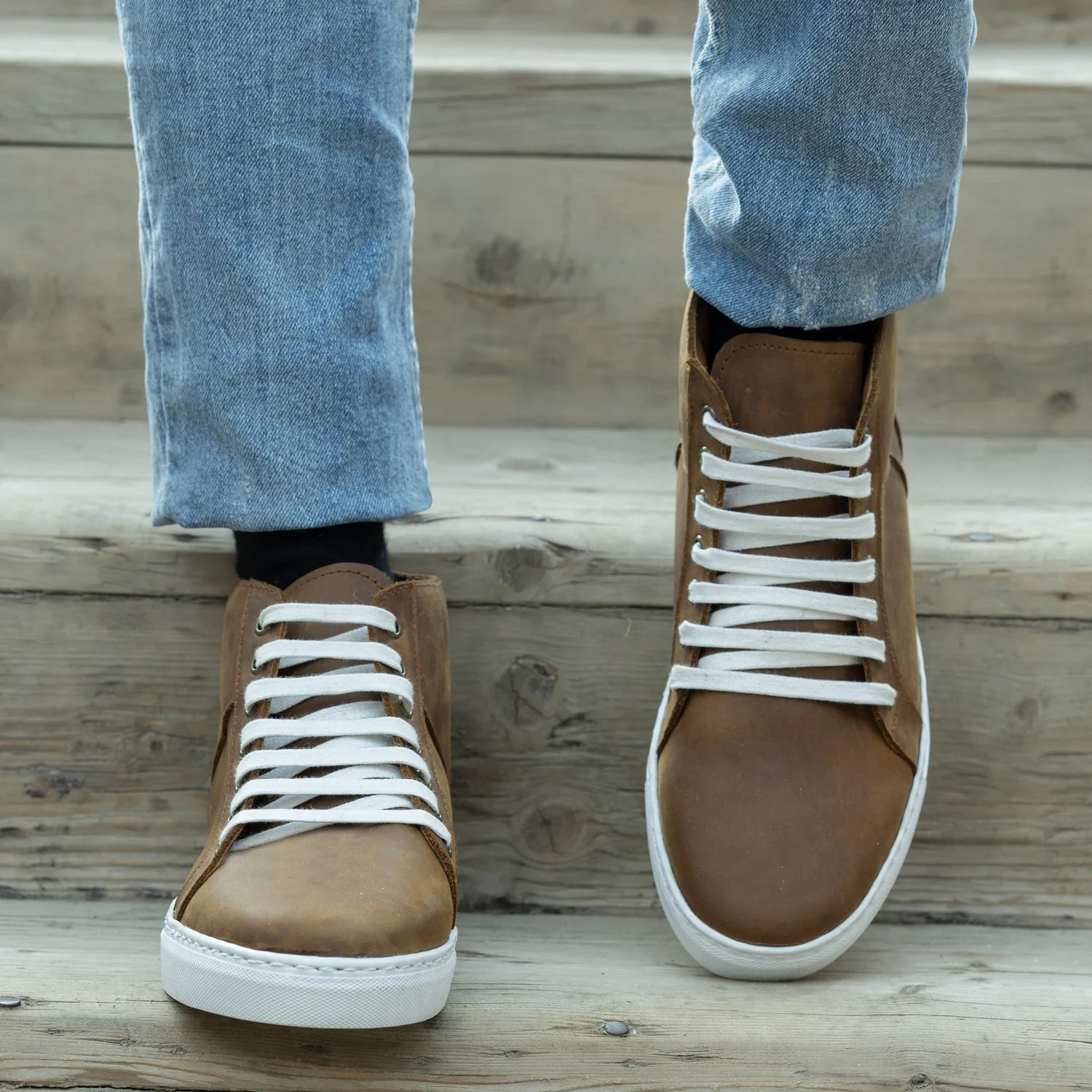 Marty High Top Burnt Copper Pullup Leather Sneakers by Dash Racegear - men Leather Shoes view 6