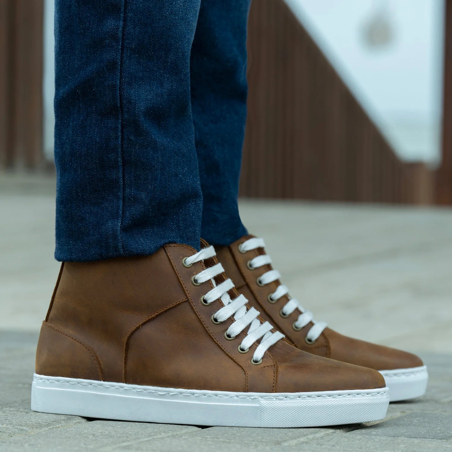 Marty High Top Burnt Copper Pullup Leather Sneakers by Dash Racegear - men Leather Shoes view 7