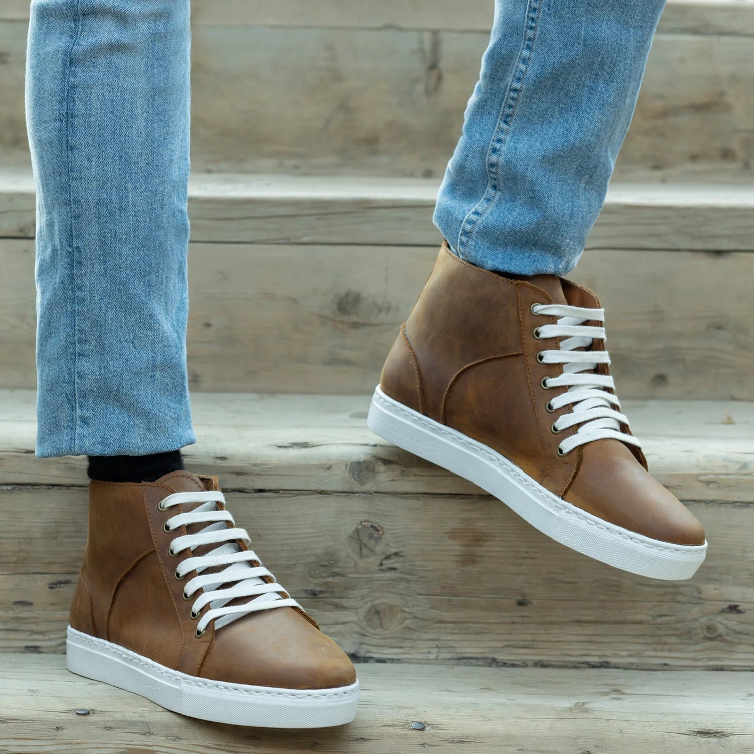 Marty High Top Burnt Copper Pullup Leather Sneakers by Dash Racegear - men Leather Shoes view 9