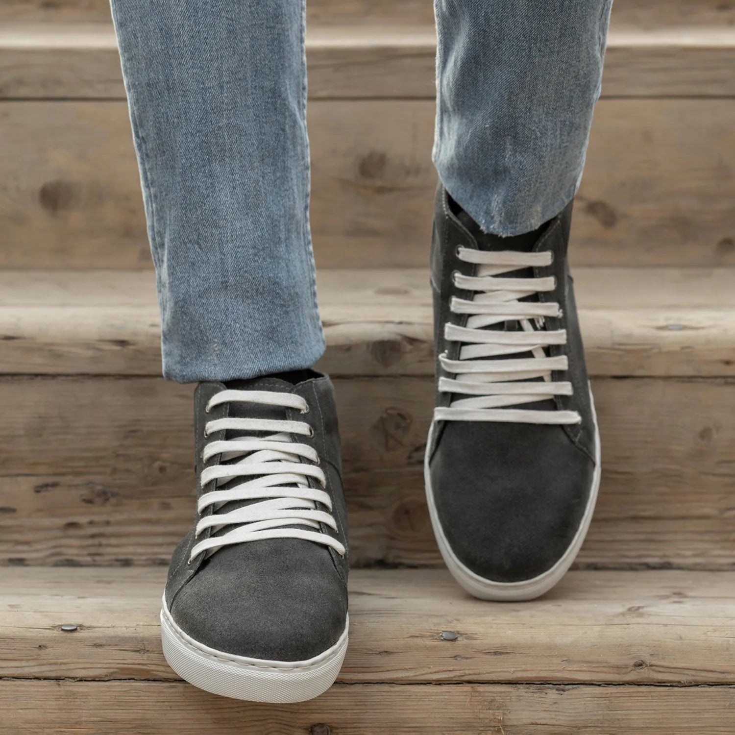 Marty High Top Grey Suede Leather Sneakers by Dash Racegear - men Leather Shoes view 6