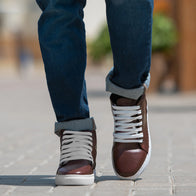 Marty High Top Maroon Leather Sneakers by Dash Racegear - men Leather Shoes view 2