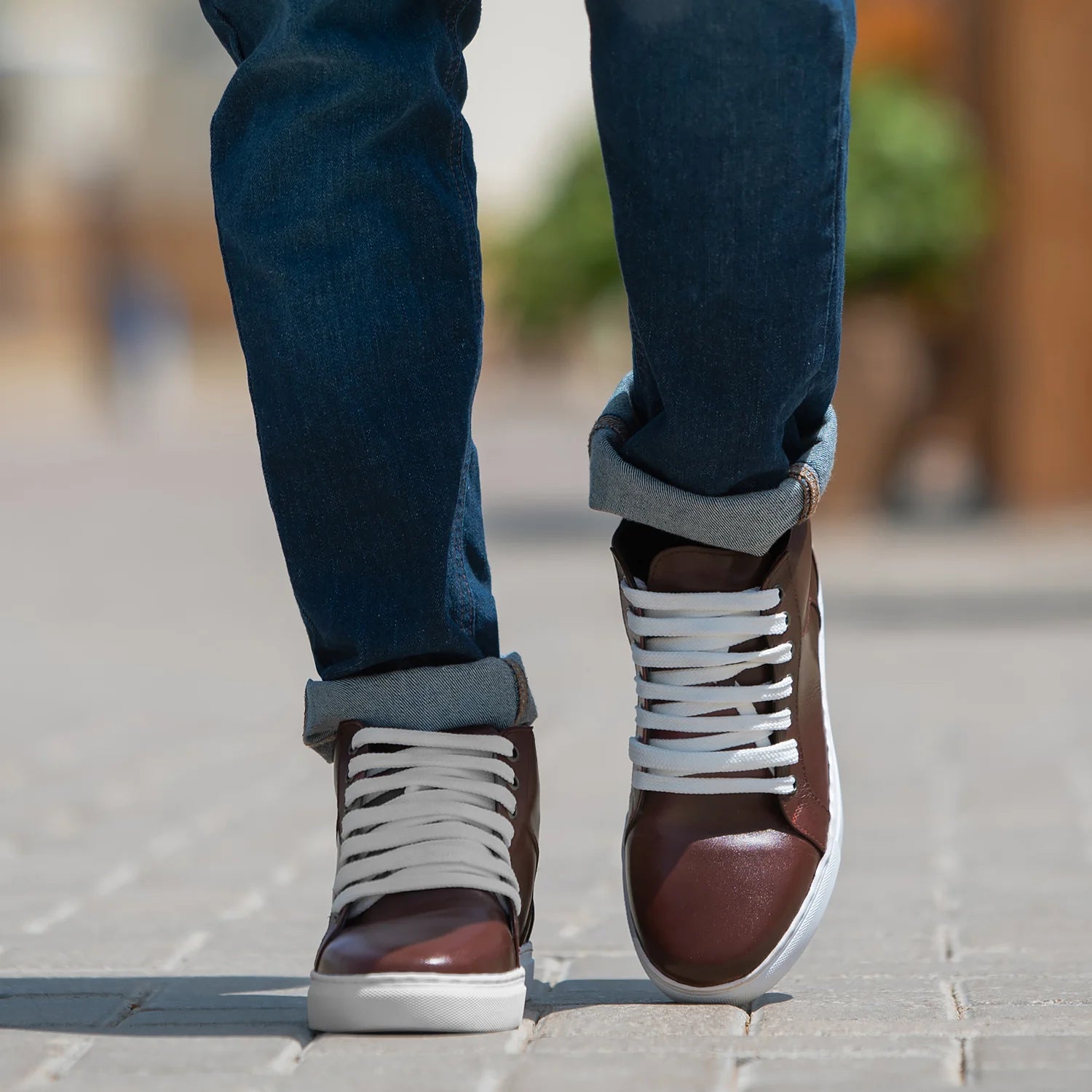 Marty High Top Maroon Leather Sneakers by Dash Racegear - men Leather Shoes view 2