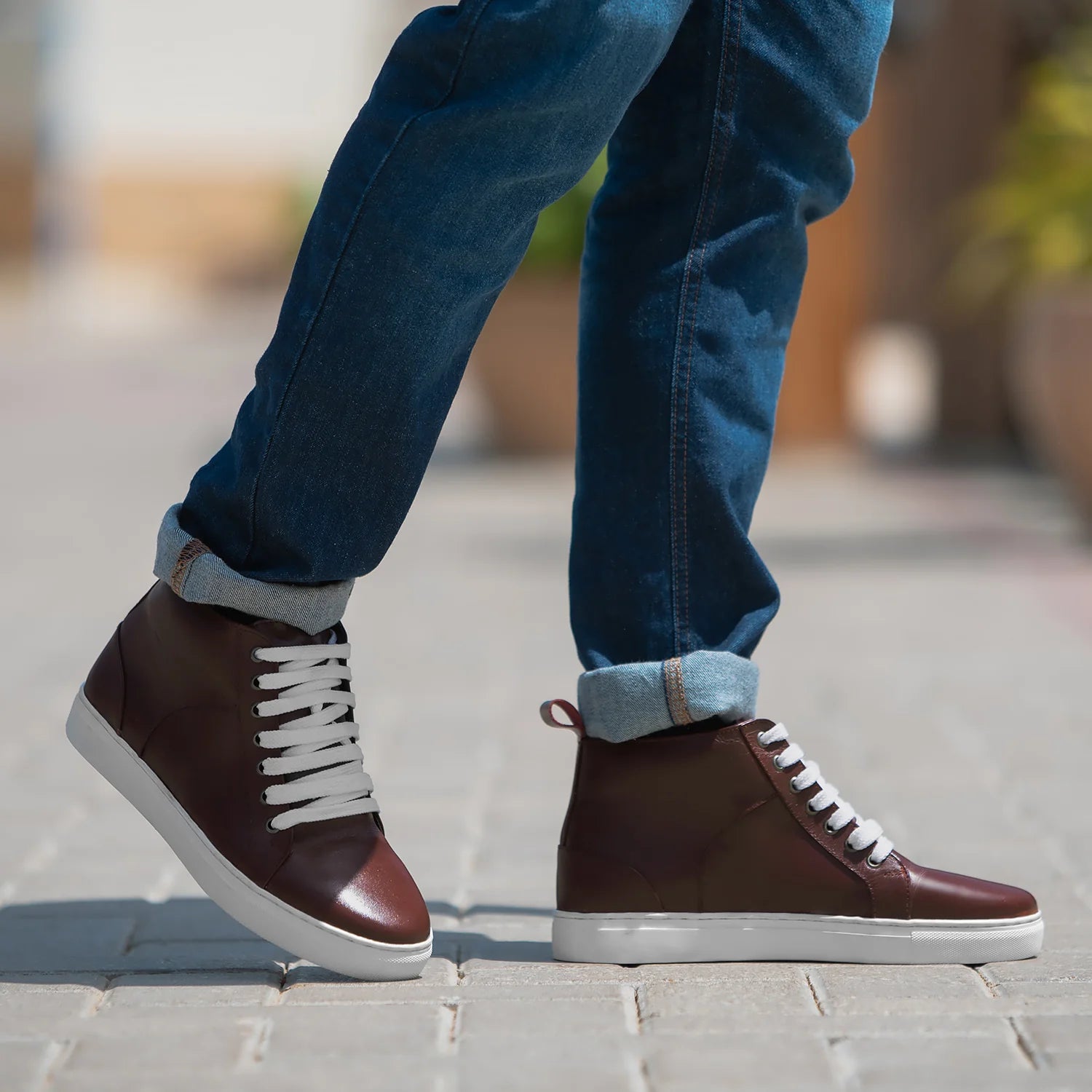 Marty High Top Maroon Leather Sneakers by Dash Racegear - men Leather Shoes view 3