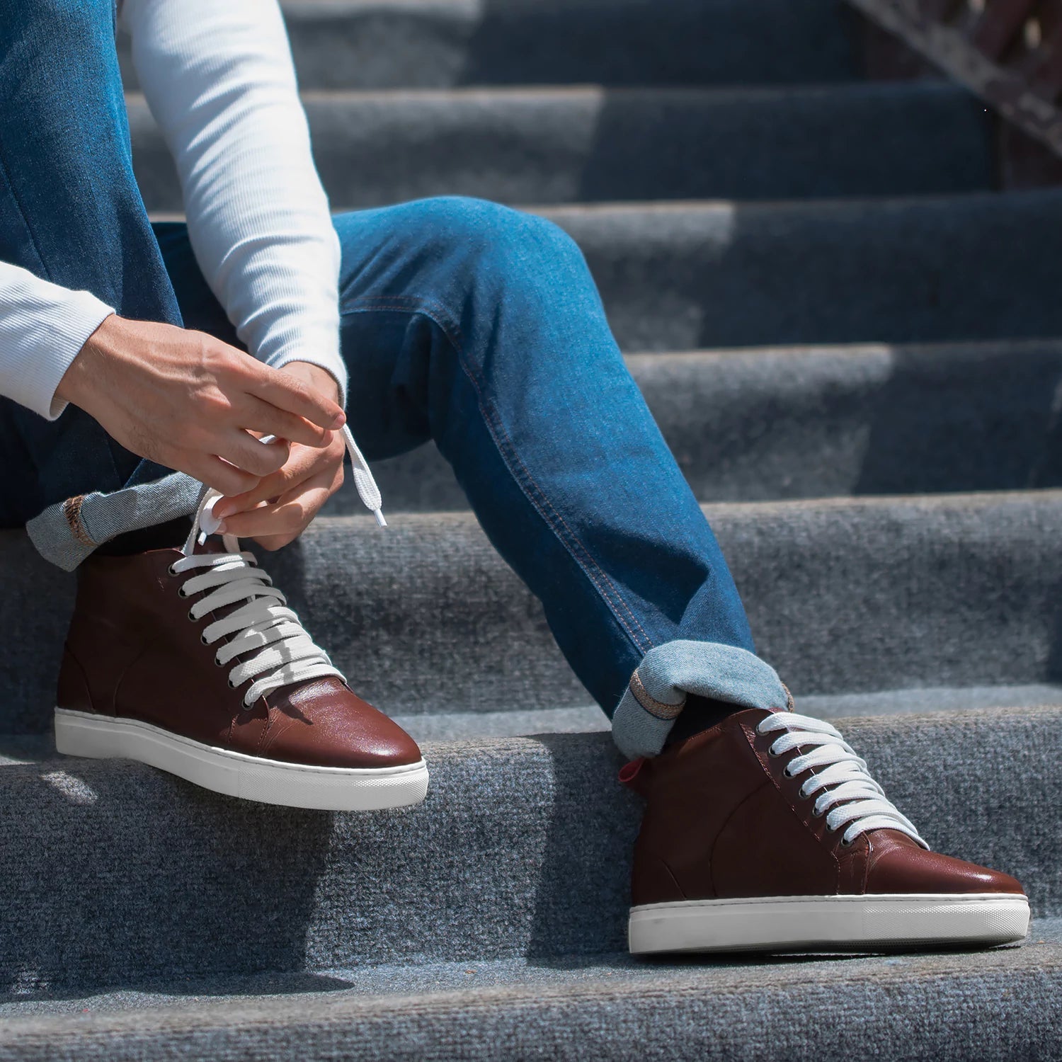 Marty High Top Maroon Leather Sneakers by Dash Racegear - men Leather Shoes view 5