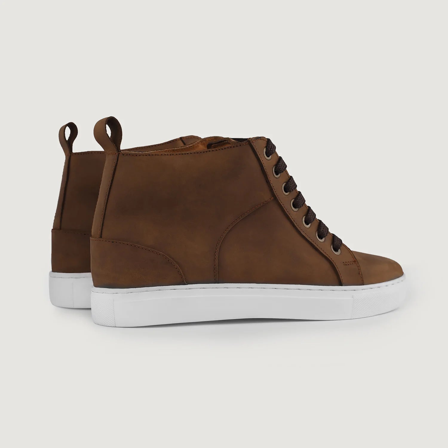 Marty High Top Pull-up Brown Leather Sneakers by Dash Racegear - men Leather Shoes view 10
