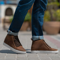 Marty High Top Pull-up Brown Leather Sneakers by Dash Racegear - men Leather Shoes view 2