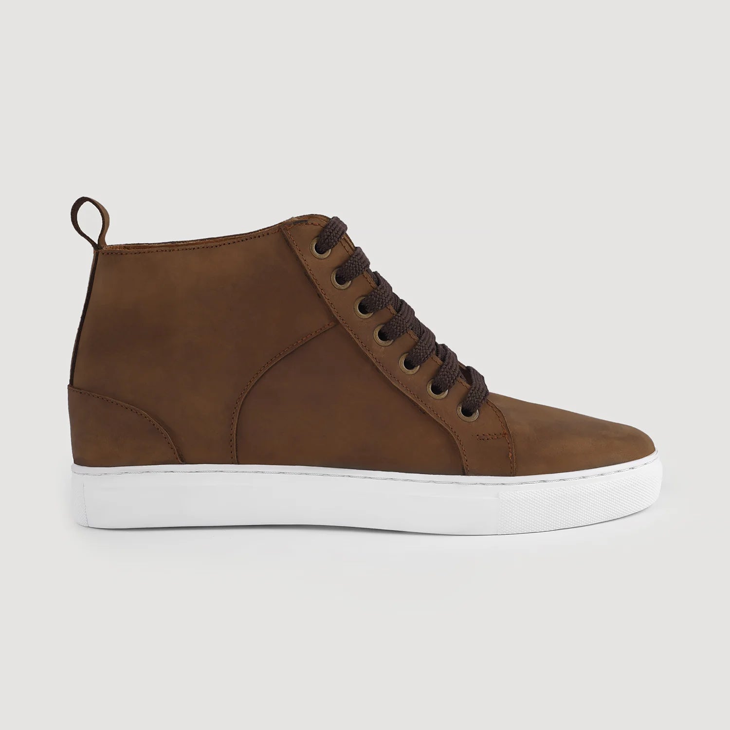 Marty High Top Pull-up Brown Leather Sneakers by Dash Racegear - men Leather Shoes view 6